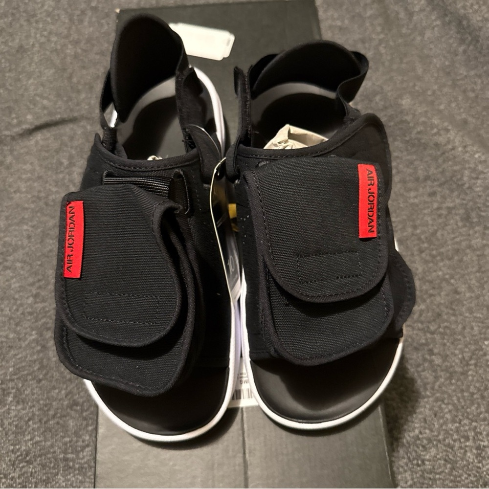 Men’s Air Jordan Black LS Slide with Red Logo Tabs